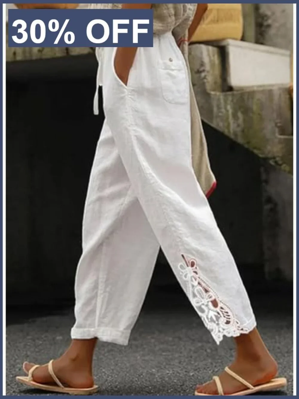 Casual Drawstring Elastic Waist Wide Leg Pants with Pockets - Picture 2 of 7